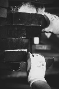 Tavener Joinery workshop, black and white.